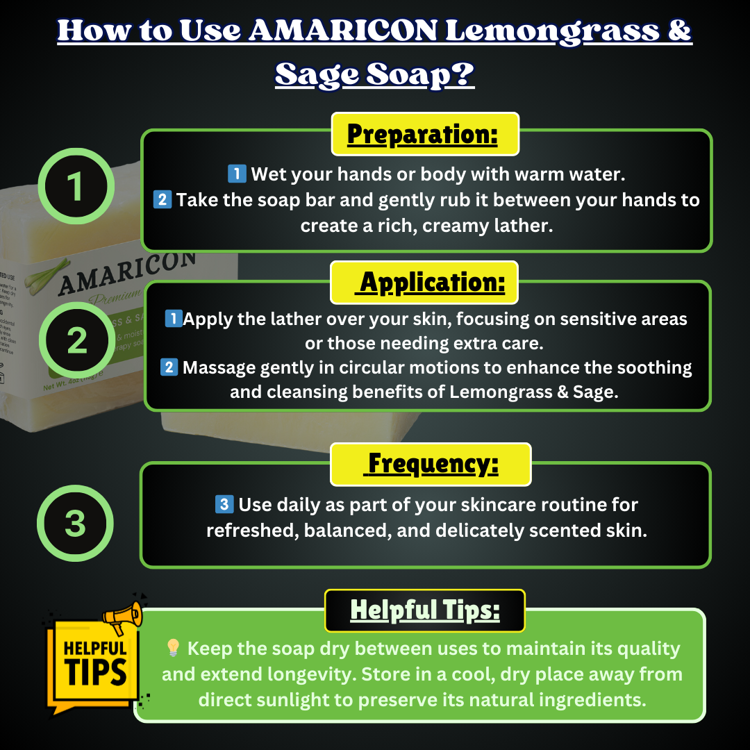 Lemongrass & Sage Soap – Gentle Cleansing for Sensitive Skin – 4 oz
