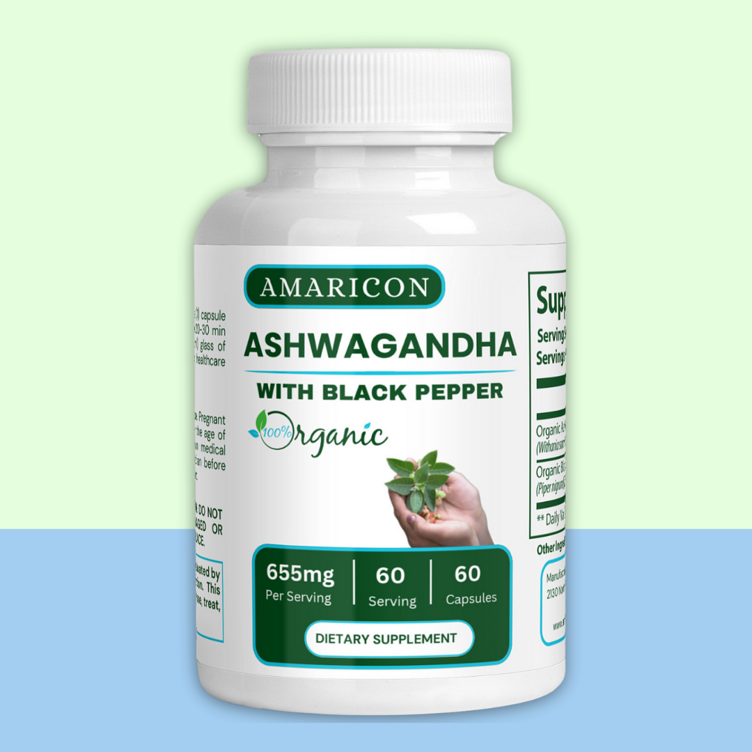 Ashwagandha Capsules – Natural Adaptogen for Stress Relief and Overall Wellbeing – 60 Capsules