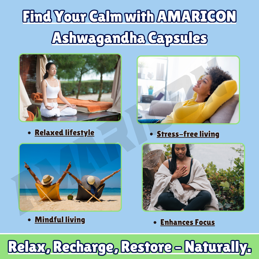 Ashwagandha Capsules – Natural Adaptogen for Stress Relief and Overall Wellbeing – 60 Capsules