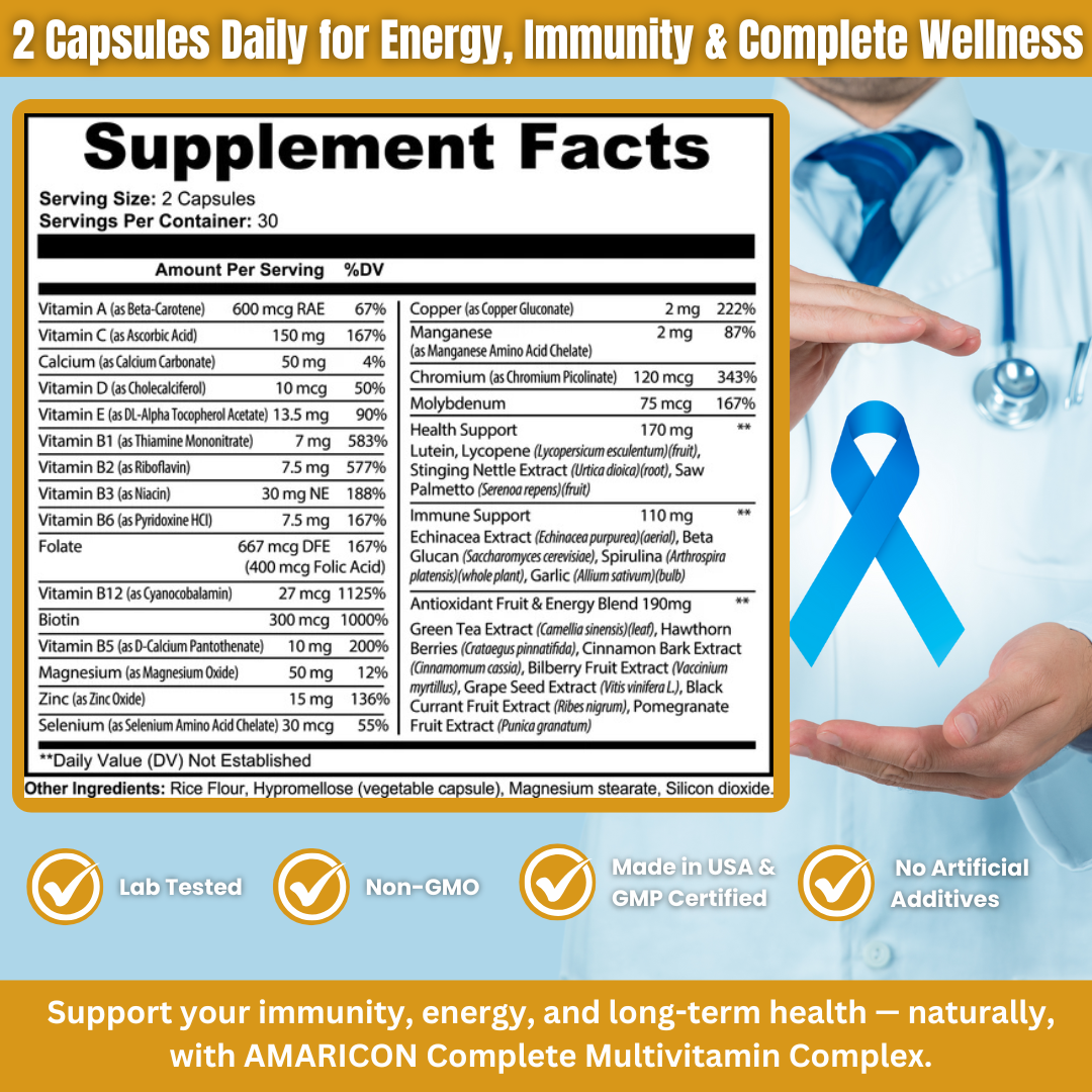 Complete Multivitamin Complex - Antioxidant-Rich Formula with Performance Enhancers, B Vitamins, and Immune System Support