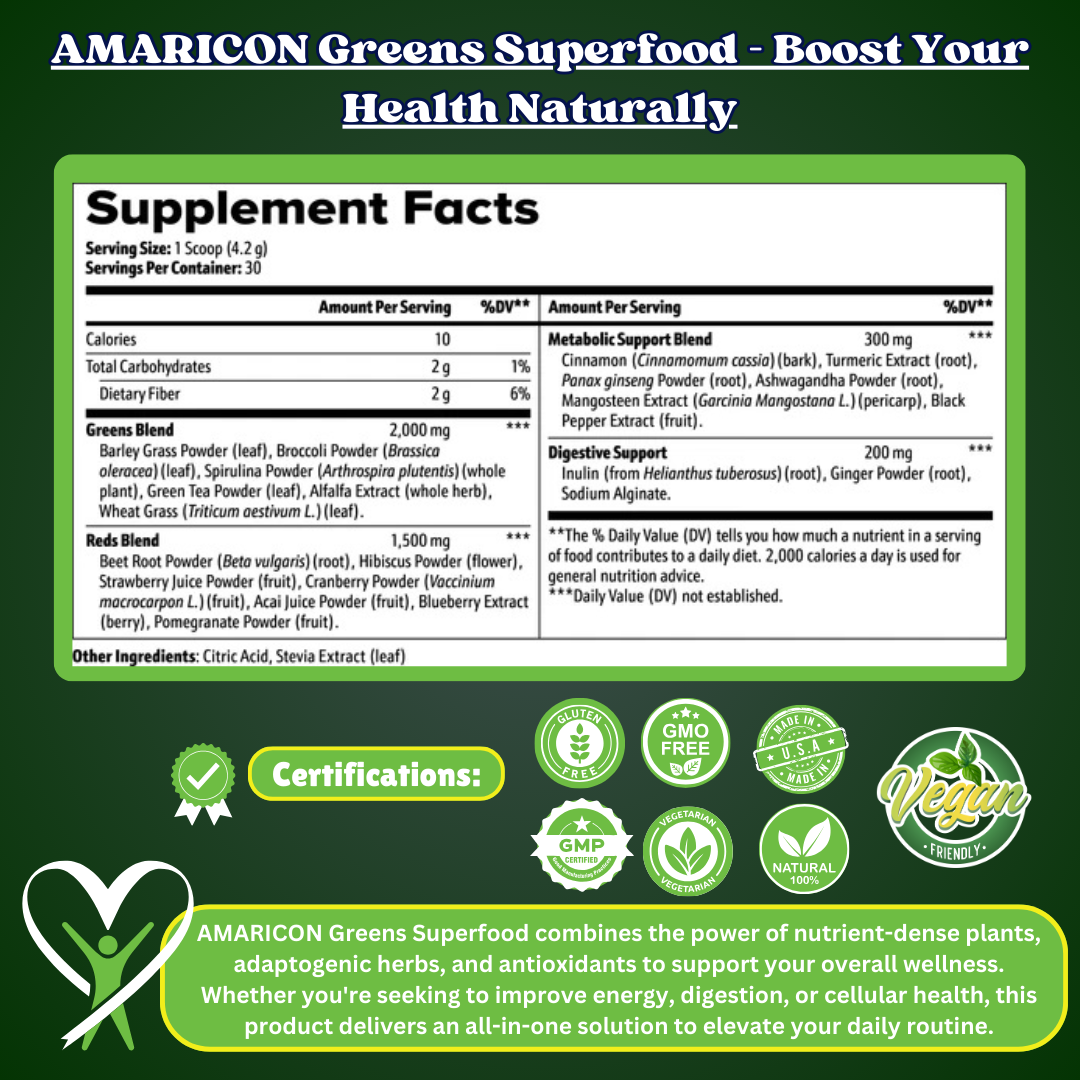 Greens Superfood - Nutrient-Rich Plant-Based Powerhouse for Optimal Health
