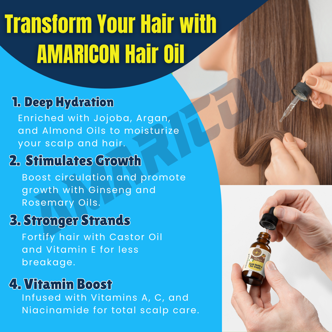 Hair Oil for Scalp Health and Hair Growth – Natural Oils & Vitamins – 1 fl oz