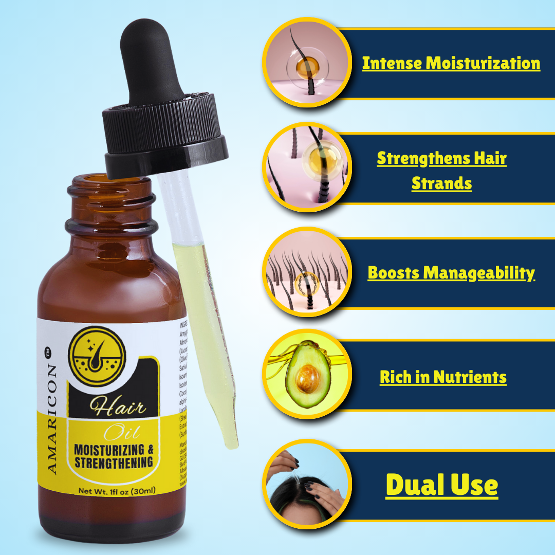 Moisturizing and Strengthening Hair Oil – Intense Nourishment and Revitalization – 1 fl oz