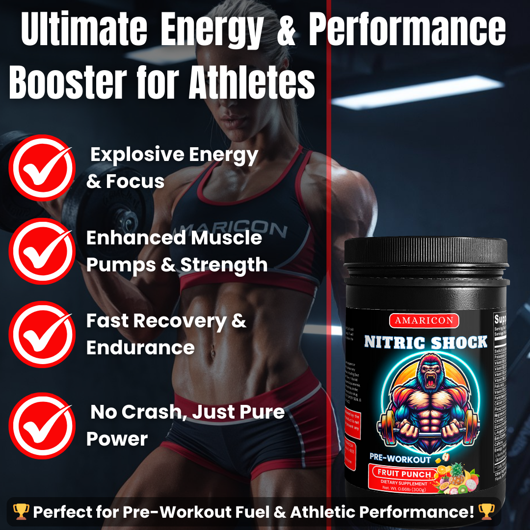 Nitric Shock Pre-Workout Powder (Fruit Punch) – Ultimate Energy & Performance Boost – 0.66 lb