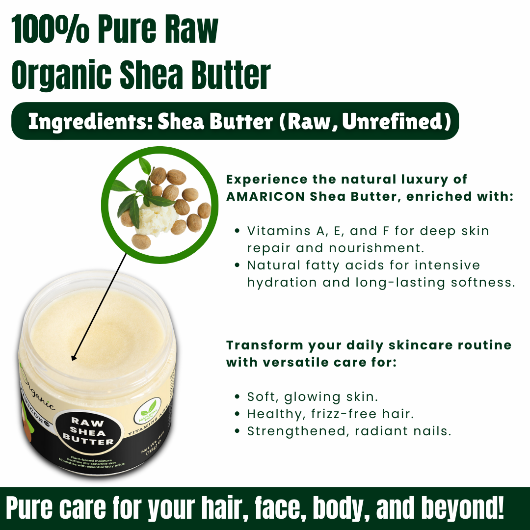 Raw Organic Shea Butter – 100% Vegan, Cruelty-Free Moisturizer – 4 oz