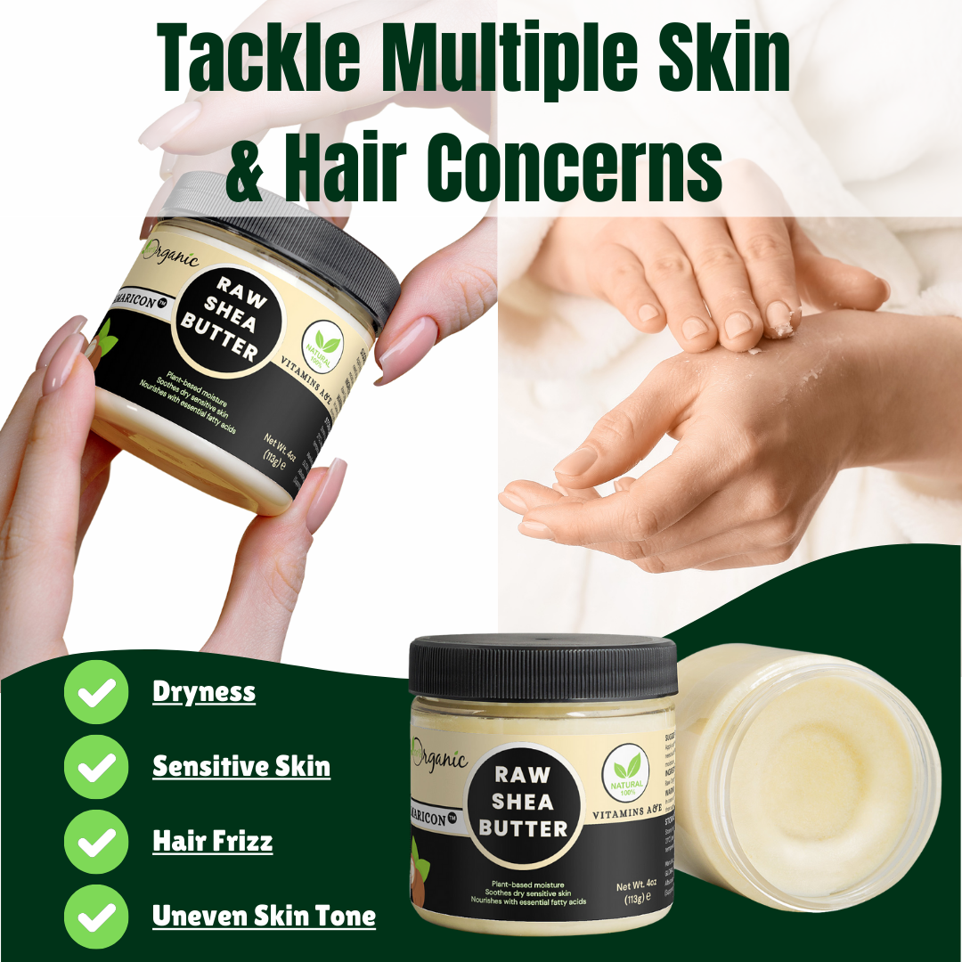 Raw Organic Shea Butter – 100% Vegan, Cruelty-Free Moisturizer – 4 oz