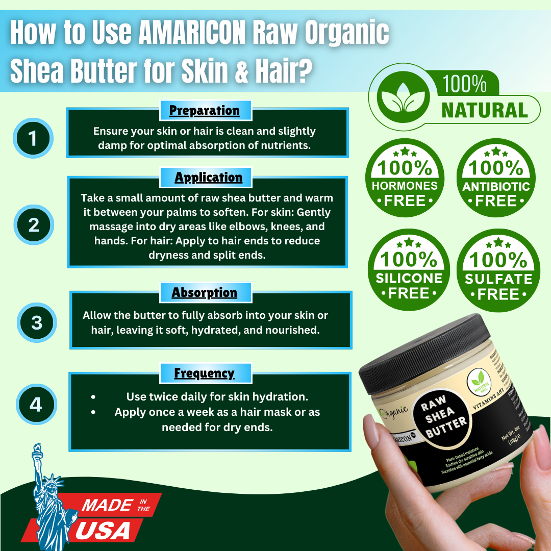 Raw Organic Shea Butter – 100% Vegan, Cruelty-Free Moisturizer – 4 oz