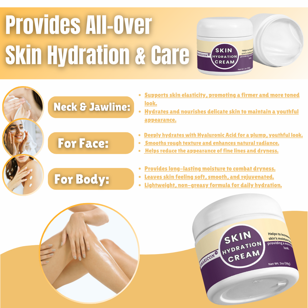 Skin Hydration Cream – Hyaluronic Acid Moisturizer – 2 oz
