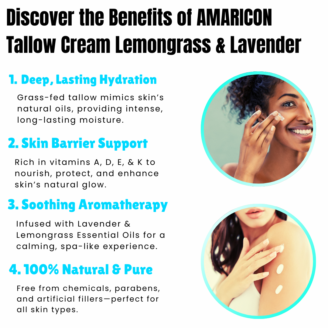 Tallow Cream Lemongrass & Lavender – Grass-Fed Beef Tallow – Luxurious Hydration – 2 oz