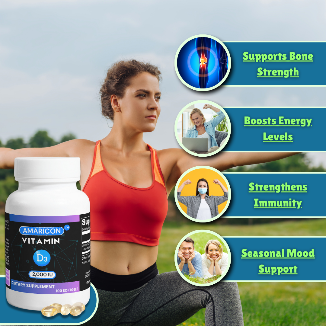 Vitamin D3 2,000 IU – Supports Energy, Bone Density & Immune Function