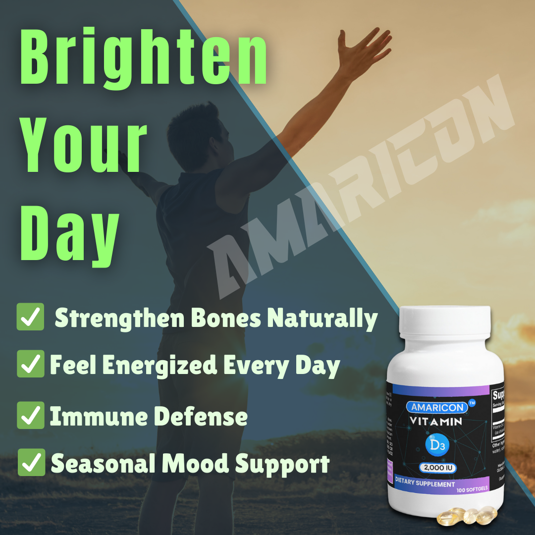 Vitamin D3 2,000 IU – Supports Energy, Bone Density & Immune Function