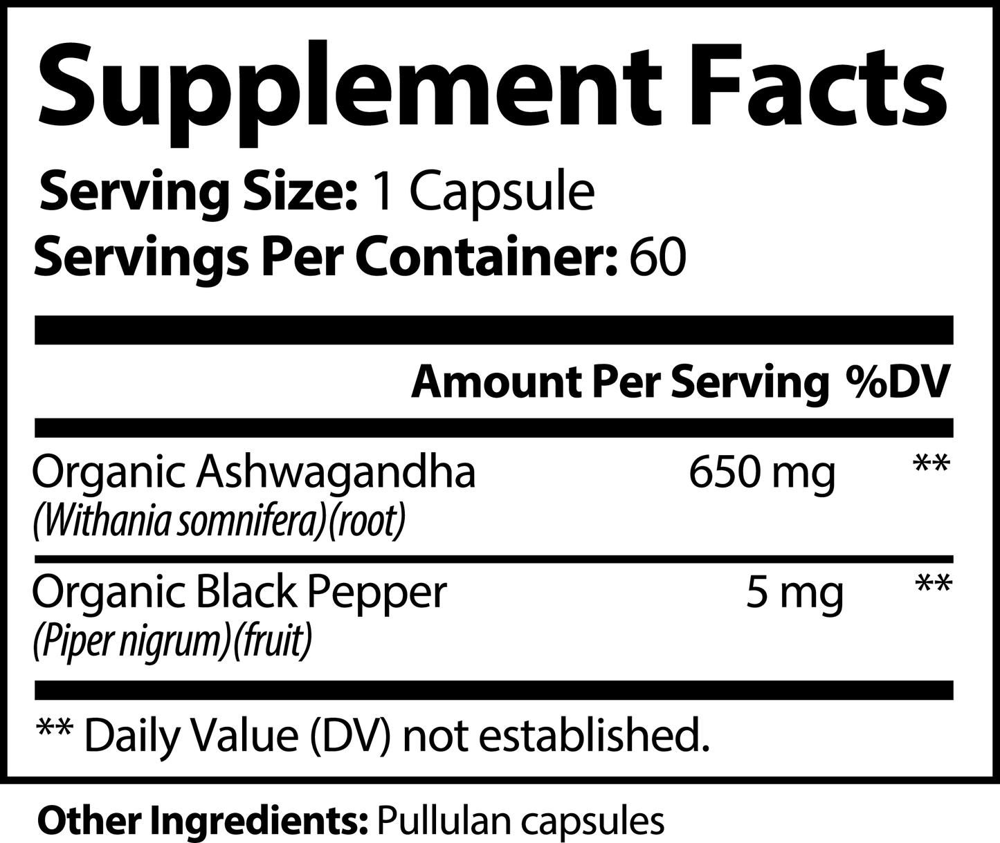 Ashwagandha Capsules – Natural Adaptogen for Stress Relief and Overall Wellbeing – 60 Capsules