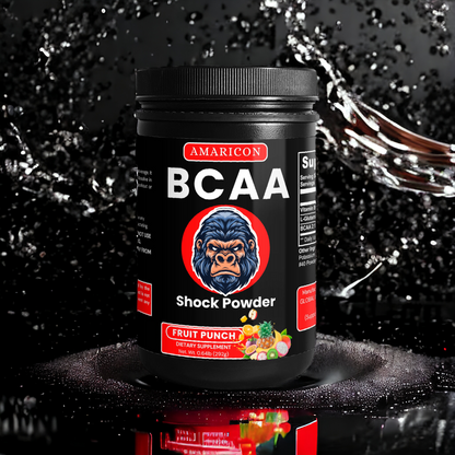 BCAA Shock Powder (Fruit Punch) – Premium BCAA Supplement for Muscle Recovery and Growth – 0.64 lb