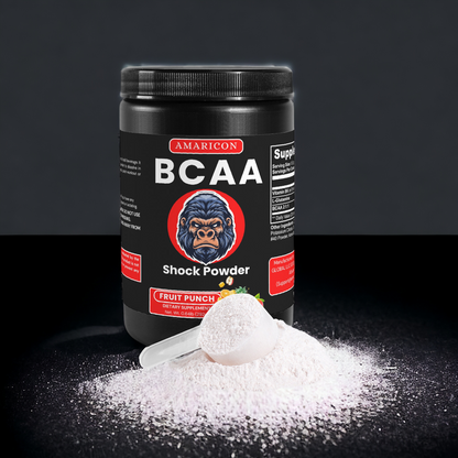 BCAA Shock Powder (Fruit Punch) – Premium BCAA Supplement for Muscle Recovery and Growth – 0.64 lb