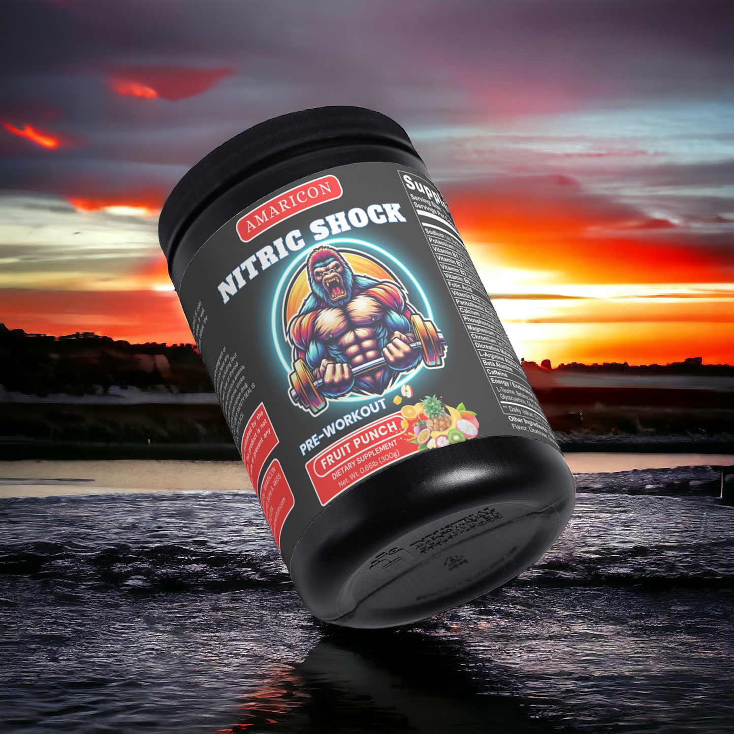 Nitric Shock Pre-Workout Powder (Fruit Punch) – Ultimate Energy & Performance Boost – 0.66 lb