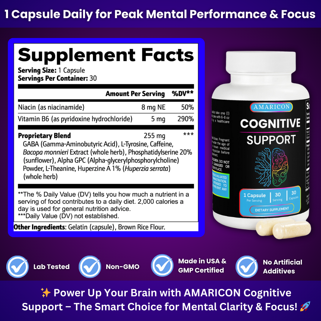 Cognitive Support - 30 Capsules for Enhanced Focus and Mental Clarity