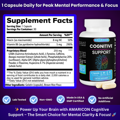 Cognitive Support - 30 Capsules for Enhanced Focus and Mental Clarity