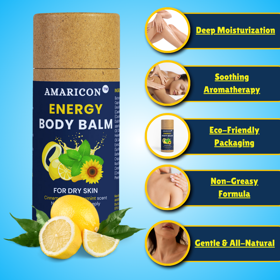Energy Body Balm – Deep Moisturizing & Aromatherapy – Eco-Friendly, All-Natural – 2.5 oz