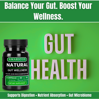 Natural Gut Wellness Capsules – Advanced Digestive Support with Fulvic Acid, Birch Chaga, and Pine Bark Extract