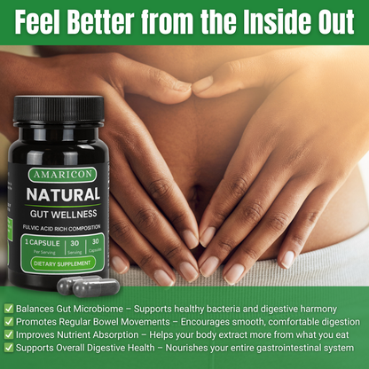 Natural Gut Wellness Capsules – Advanced Digestive Support with Fulvic Acid, Birch Chaga, and Pine Bark Extract