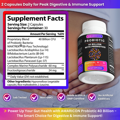 Probiotic 40 Billion with Prebiotics – Advanced Digestive and Immune Support