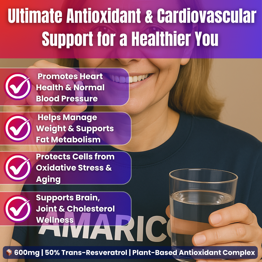 Resveratrol 50% 600mg – Potent Antioxidant for Heart Health & Weight Control