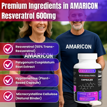 Resveratrol 50% 600mg – Potent Antioxidant for Heart Health & Weight Control