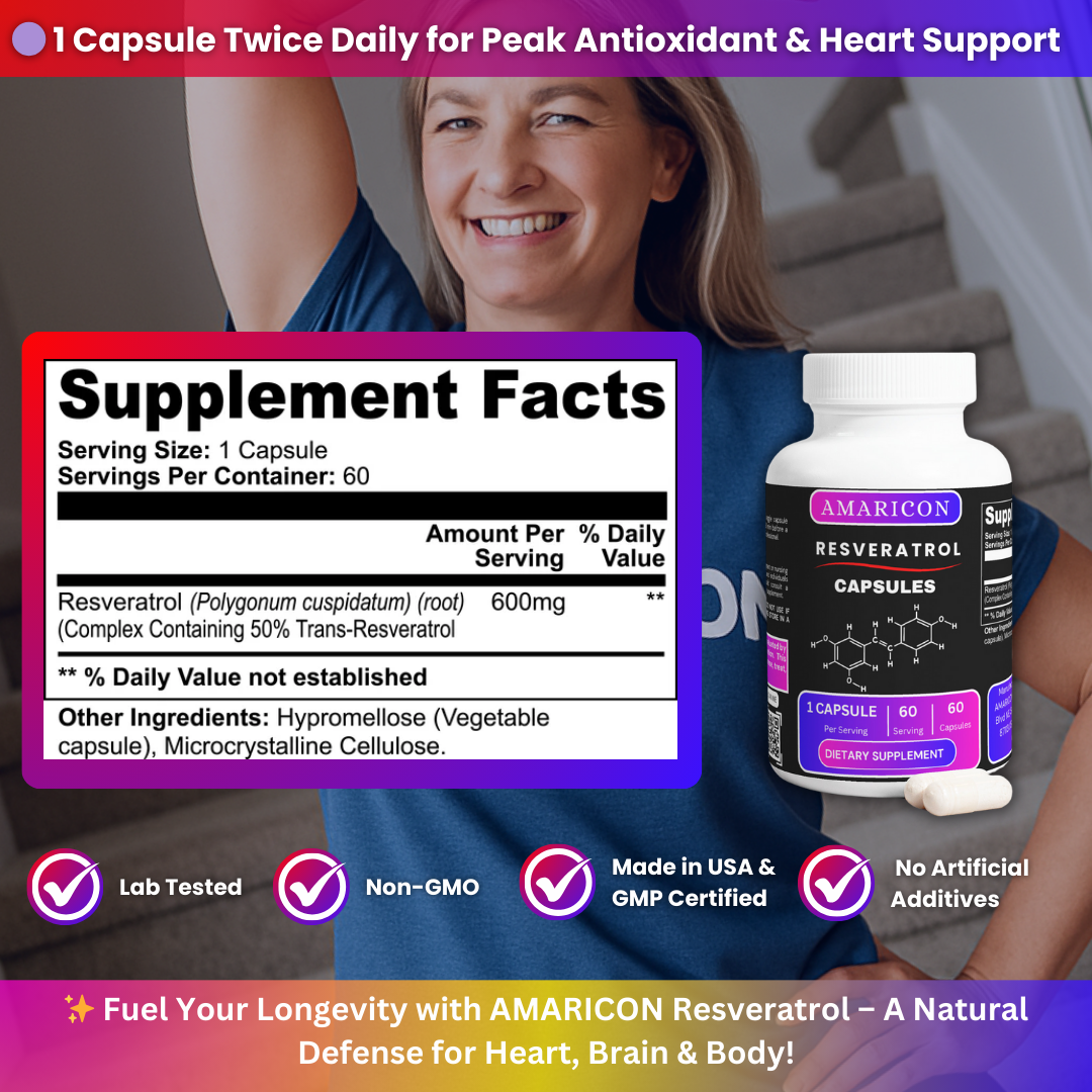 Resveratrol 50% 600mg – Potent Antioxidant for Heart Health & Weight Control