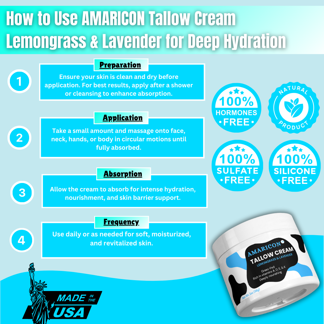 Tallow Cream Lemongrass & Lavender – Grass-Fed Beef Tallow – Luxurious Hydration – 2 oz