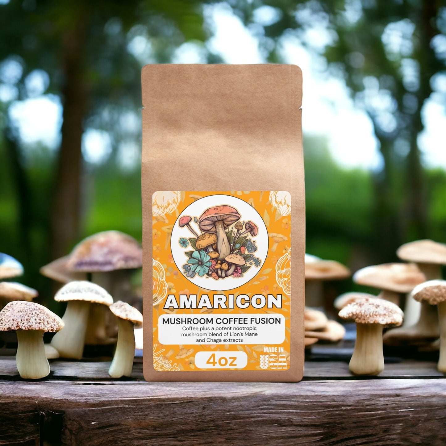 Mushroom Coffee Fusion 4oz - Lion’s Mane & Chaga for Enhanced Focus and Balance